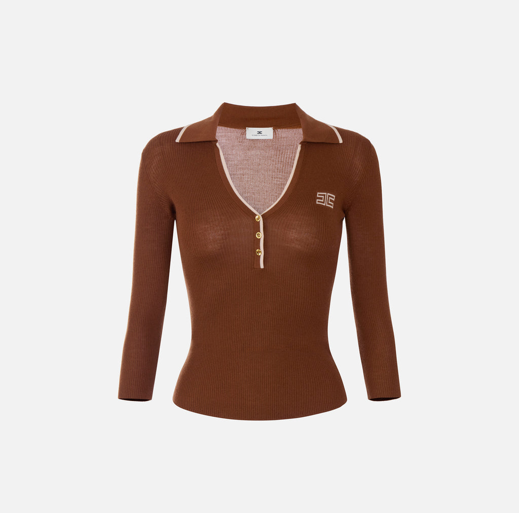 Elisabetta Franchi MK17B66E2 - Polo in maglia a costine