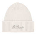 MC2 Saint Barth MOSS WOOL MOS0004 - Berretto Moss in pura lana lavorata a costine con logo risvoltato - Panna (10 Off White)