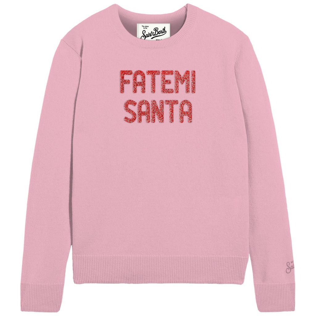 MC2 Saint Barth NEW QUEEN QUE0010 - Maglia girocollo New Queen in misto lana e cashmere con ricamo iconico - Rosso (Fatemi Santa Lurex 21)