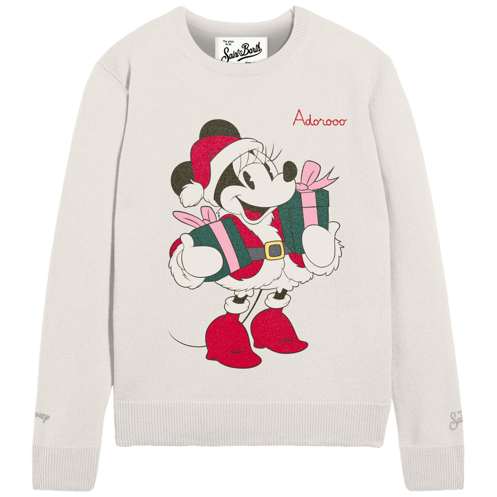MC2 Saint Barth NEW QUEEN QUE0010 - Maglia girocollo New Queen in misto lana e cashmere con ricamo iconico - Nero (Minnie Adoro 10 Emb)