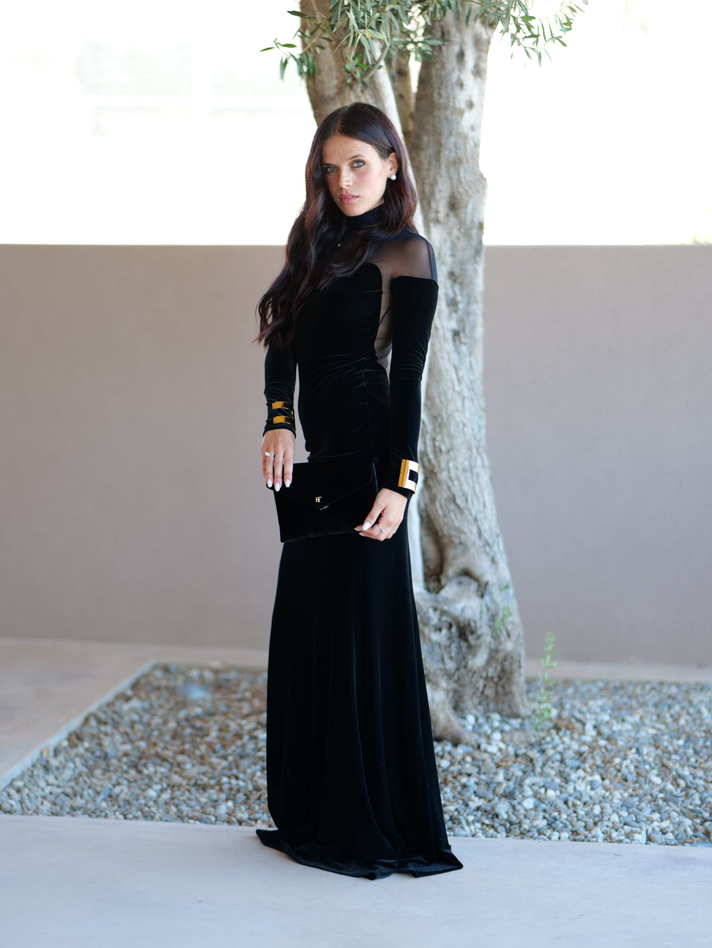 Elisabetta Franchi ABR2967E2 - Abito Red Carpet in velluto e tulle