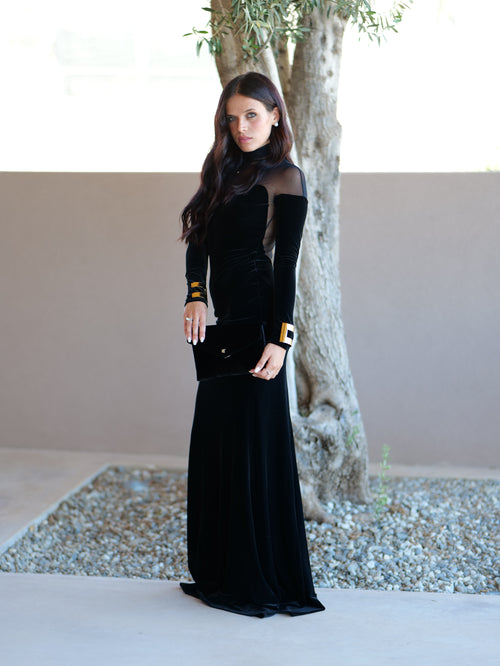 Elisabetta Franchi ABR2967E2 - Abito Red Carpet in velluto e tulle