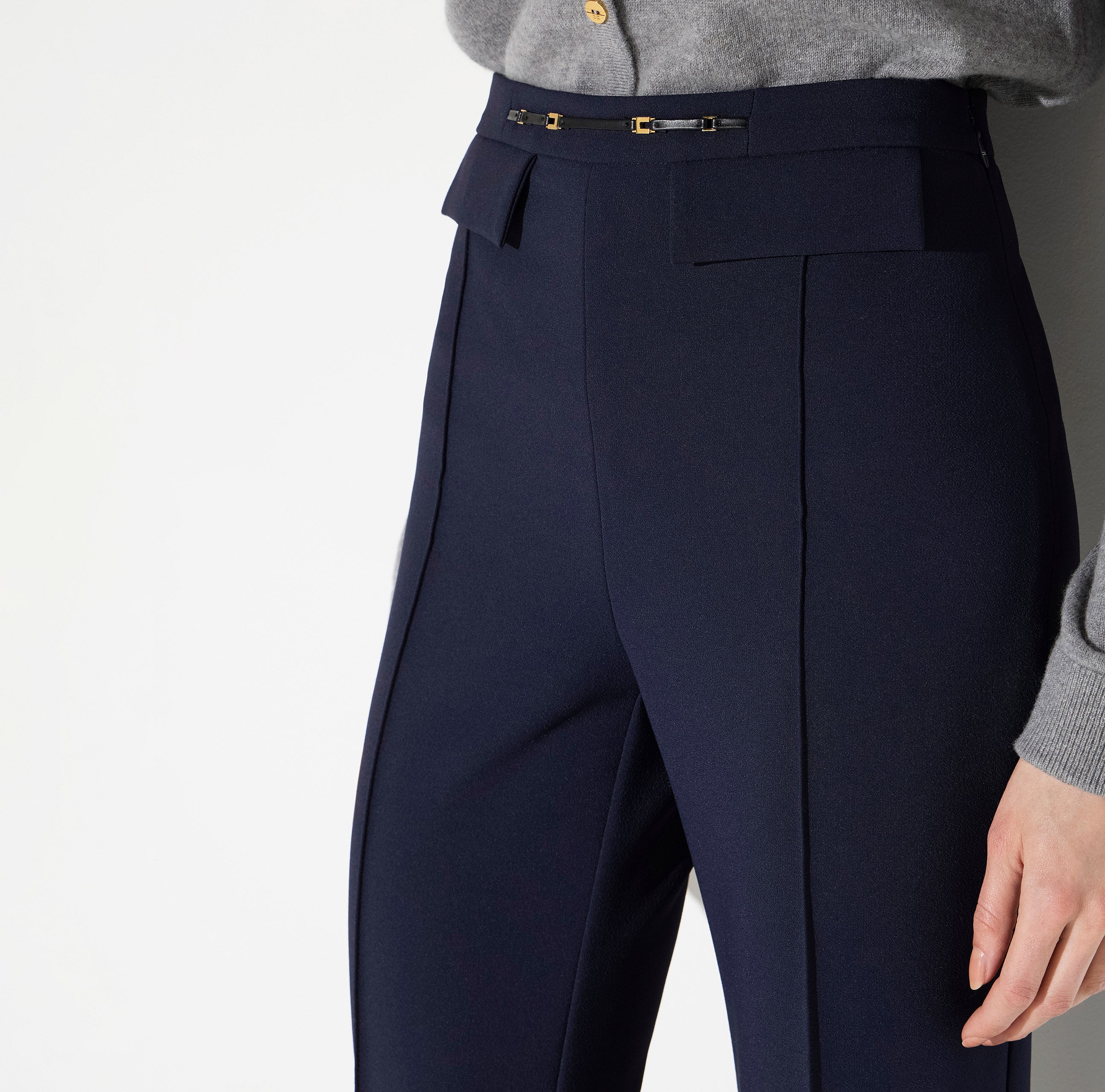 Elisabetta Franchi PA19666E2 - Pantaloni in doppio crêpe stretch