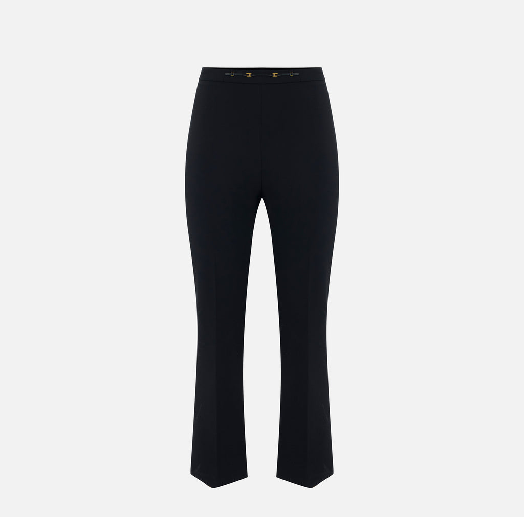 Elisabetta Franchi PA19866E2 - Pantaloni in doppio crêpe stretch con dettaglio gioiello