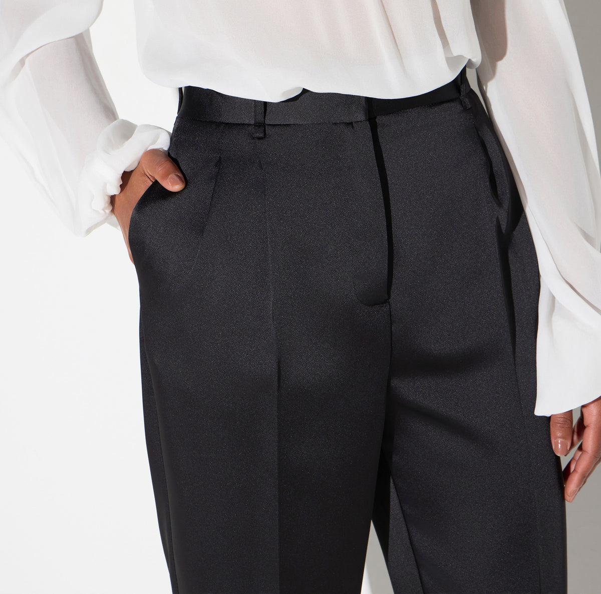 Elisabetta Franchi PA20366E2 - Pantaloni in raso stretch