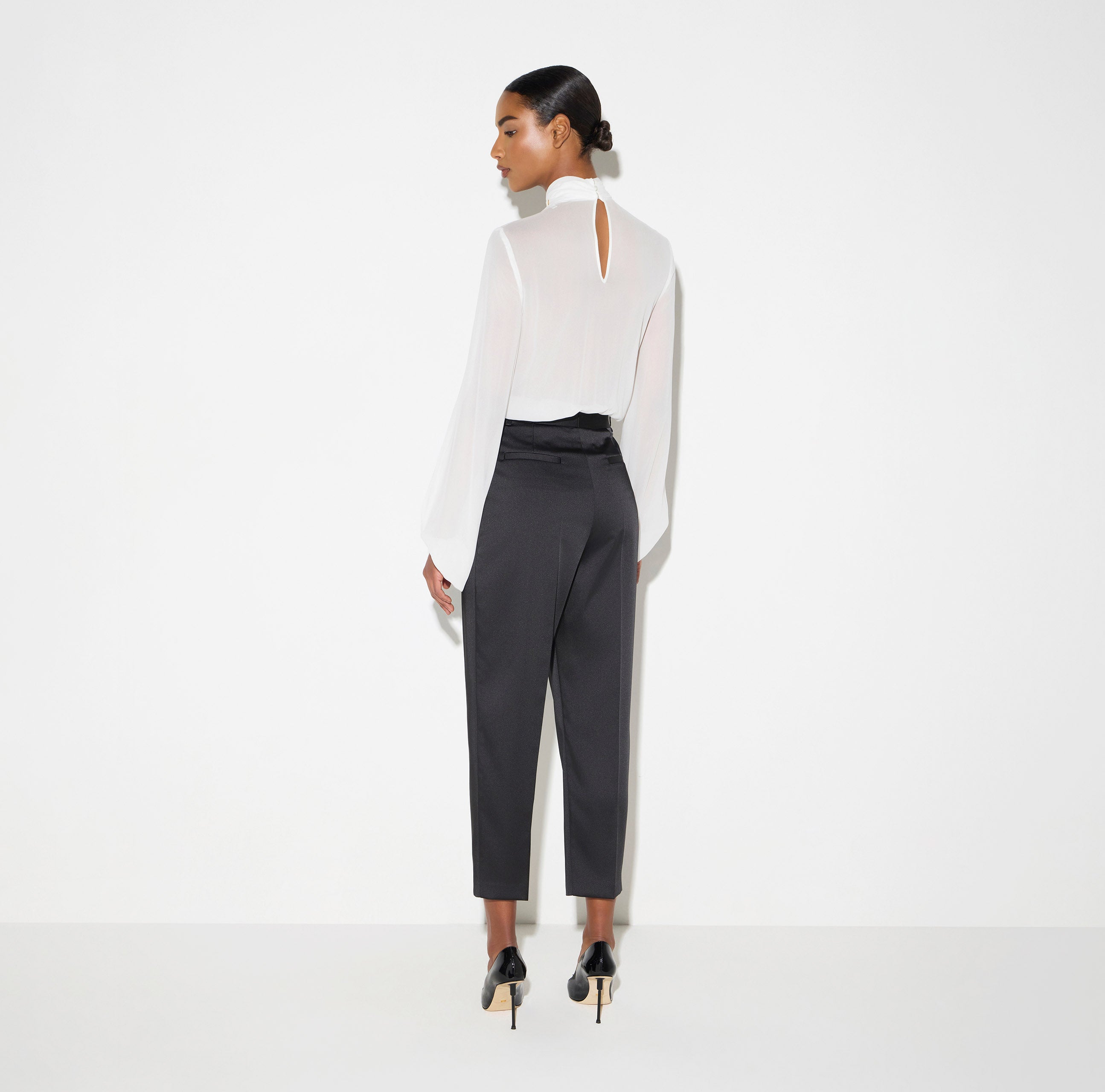 Elisabetta Franchi PA20366E2 - Pantaloni in raso stretch