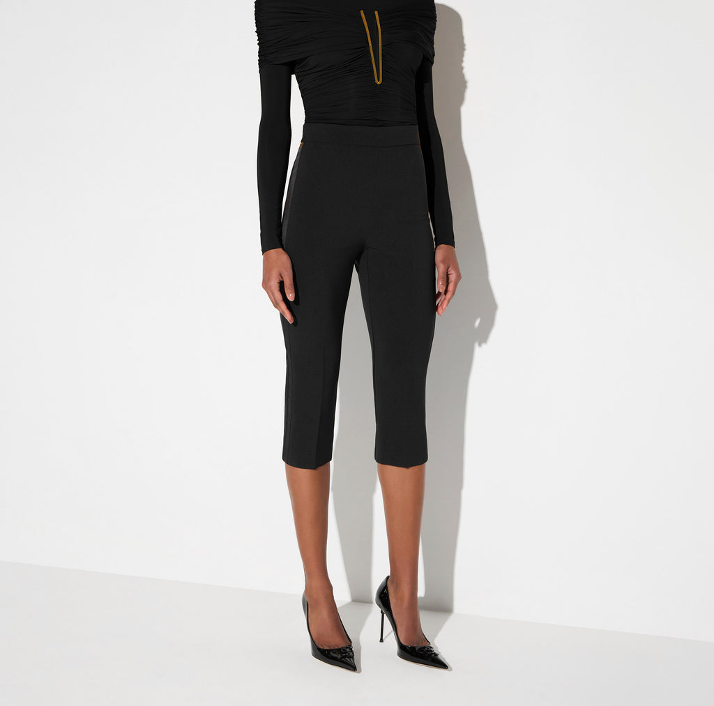 Elisabetta Franchi PA20567E2 - Pantaloni in crêpe leggero e raso