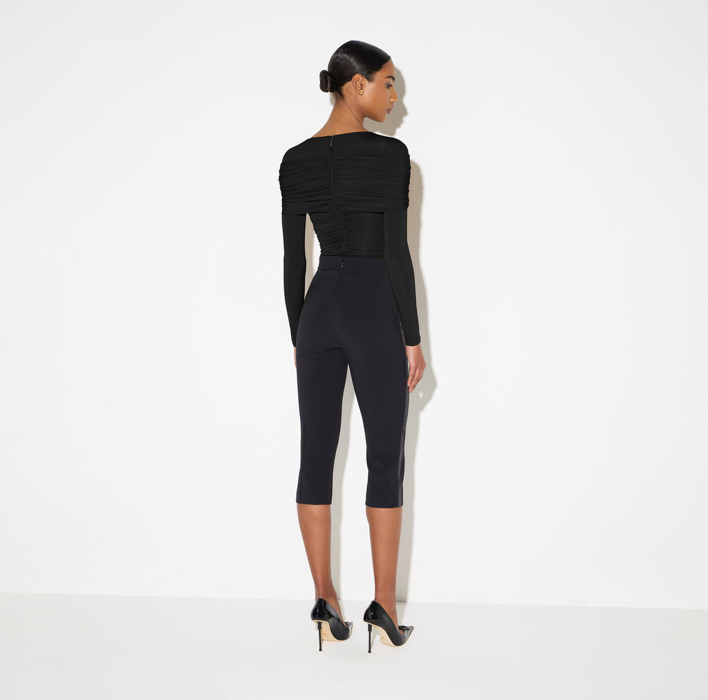 Elisabetta Franchi PA20567E2 - Pantaloni in crêpe leggero e raso