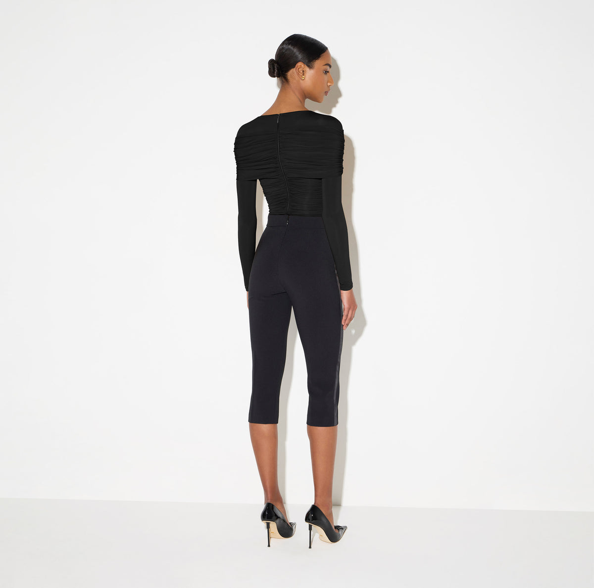 Elisabetta Franchi PA20567E2 - Pantaloni in crêpe leggero e raso