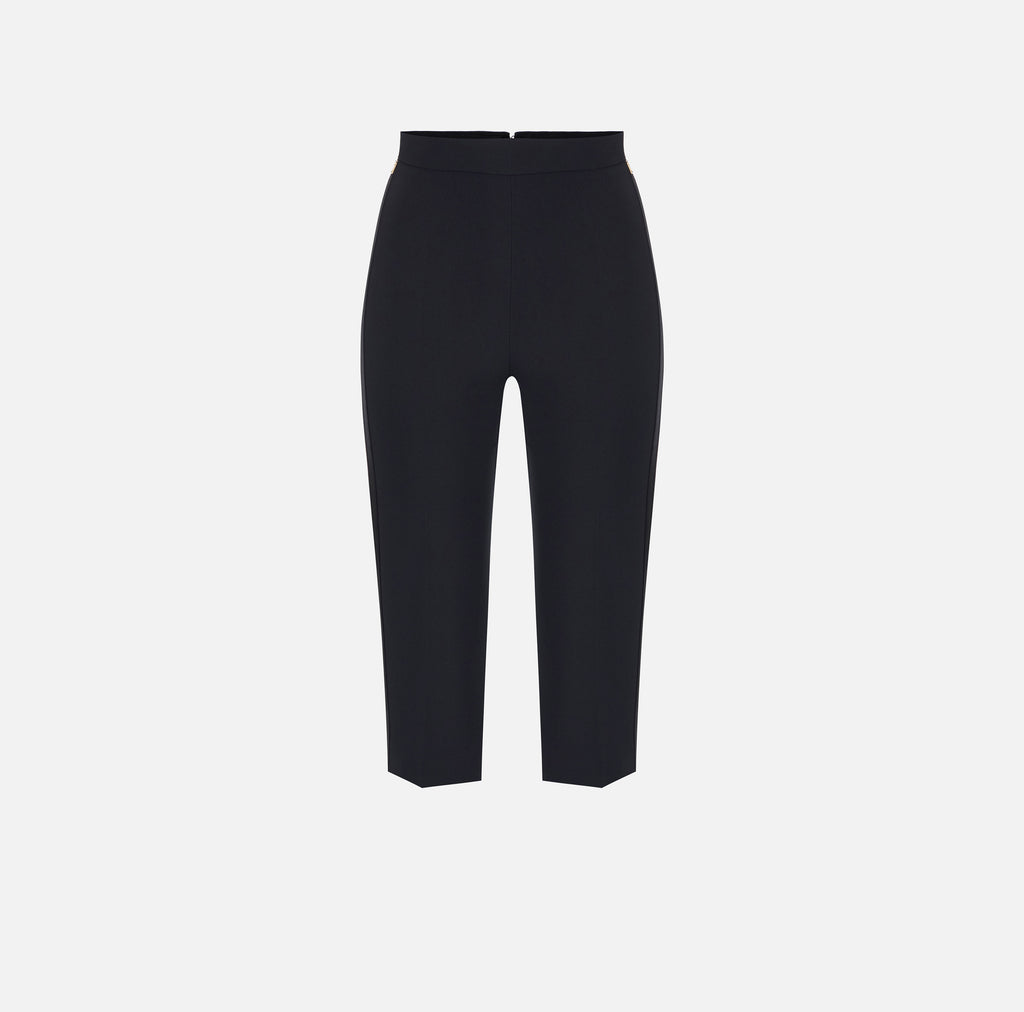 Elisabetta Franchi PA20567E2 - Pantaloni in crêpe leggero e raso