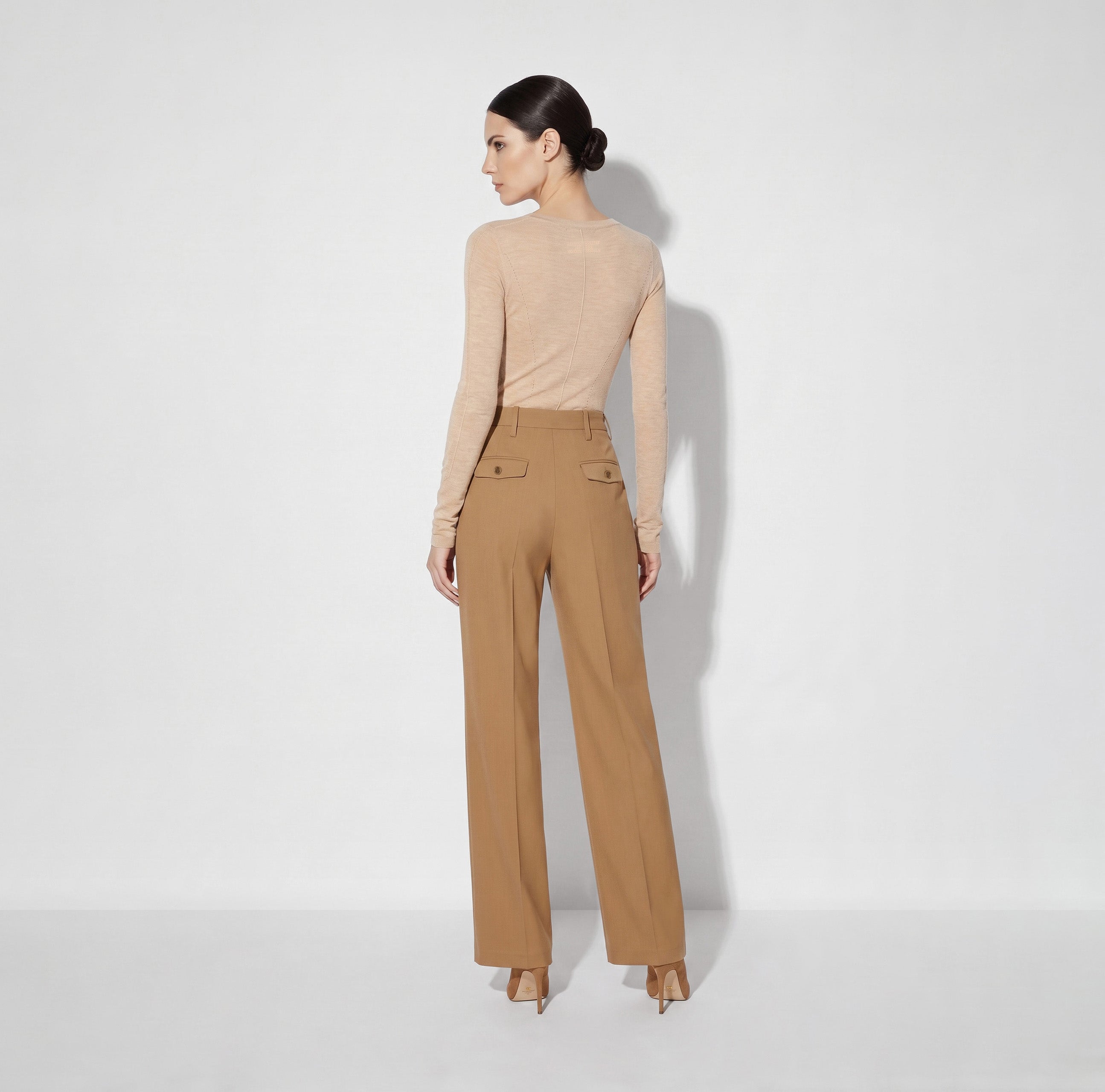 Elisabetta Franchi PA21367E2 - Pantaloni in gabardina fluida