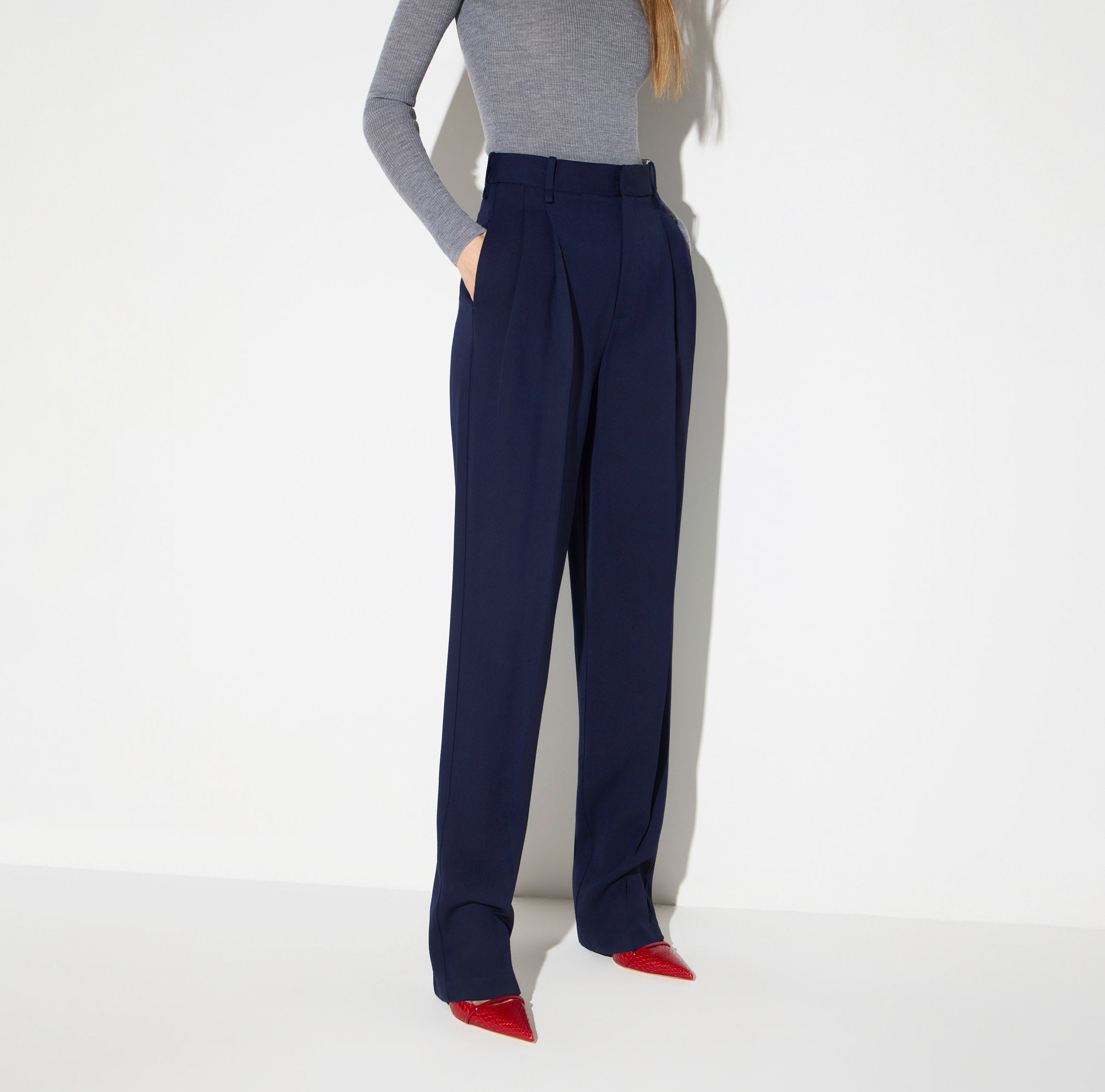 Elisabetta Franchi PA21367E2 - Pantaloni in gabardina fluida