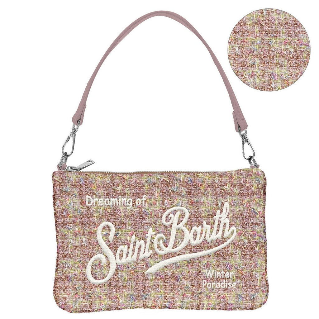 MC2 Saint Barth PARISIENNE MINI TWEED PARM004 - Borsa a mano Parisienne Mini in tessuto tweed con ricamo lurex - Rosa Lurex (21 Lurex Emb)
