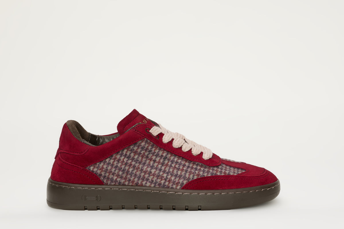 Piumha Studio PHD019 - Sneakers Bordeaux e Tessuto a Quadri - Vista Principale