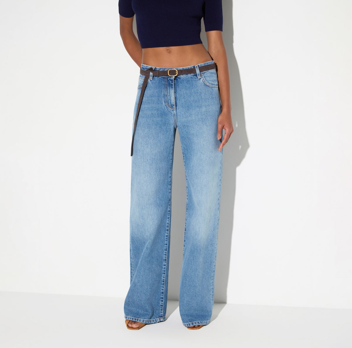 Elisabetta Franchi PJ20N66E2 - Jeans a palazzo con cintura