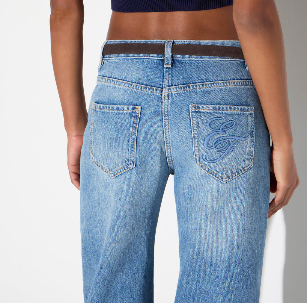 Elisabetta Franchi PJ20N66E2 - Jeans a palazzo con cintura