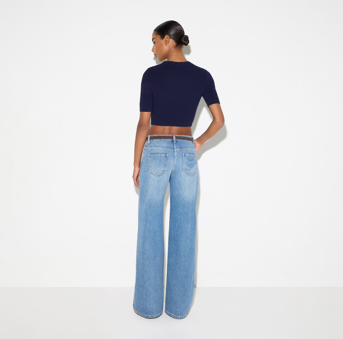 Elisabetta Franchi PJ20N66E2 - Jeans a palazzo con cintura