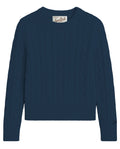 MC2 Saint Barth SORBONNE BRAID WOOL SORB005 - Maglia Sorbonne girocollo a trecce in pura lana con ricamo logo - Blu Notte (62 Night Blue)
