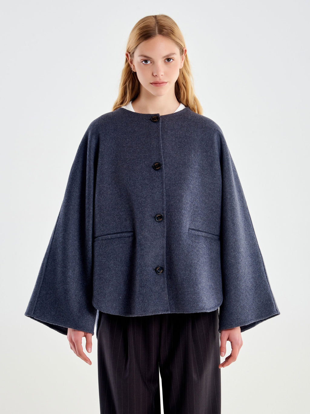 Vicolo TAC0015 - Cappotto Corto con Stola