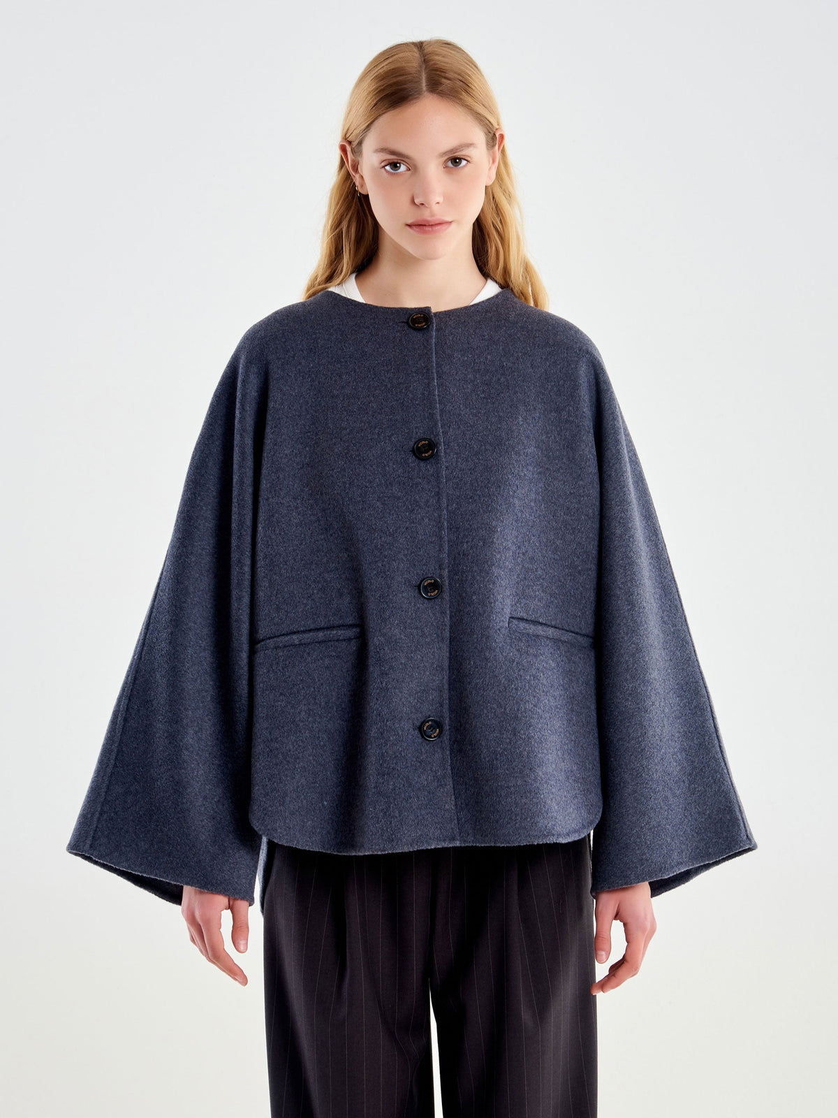 Vicolo TAC0015 - Cappotto Corto con Stola