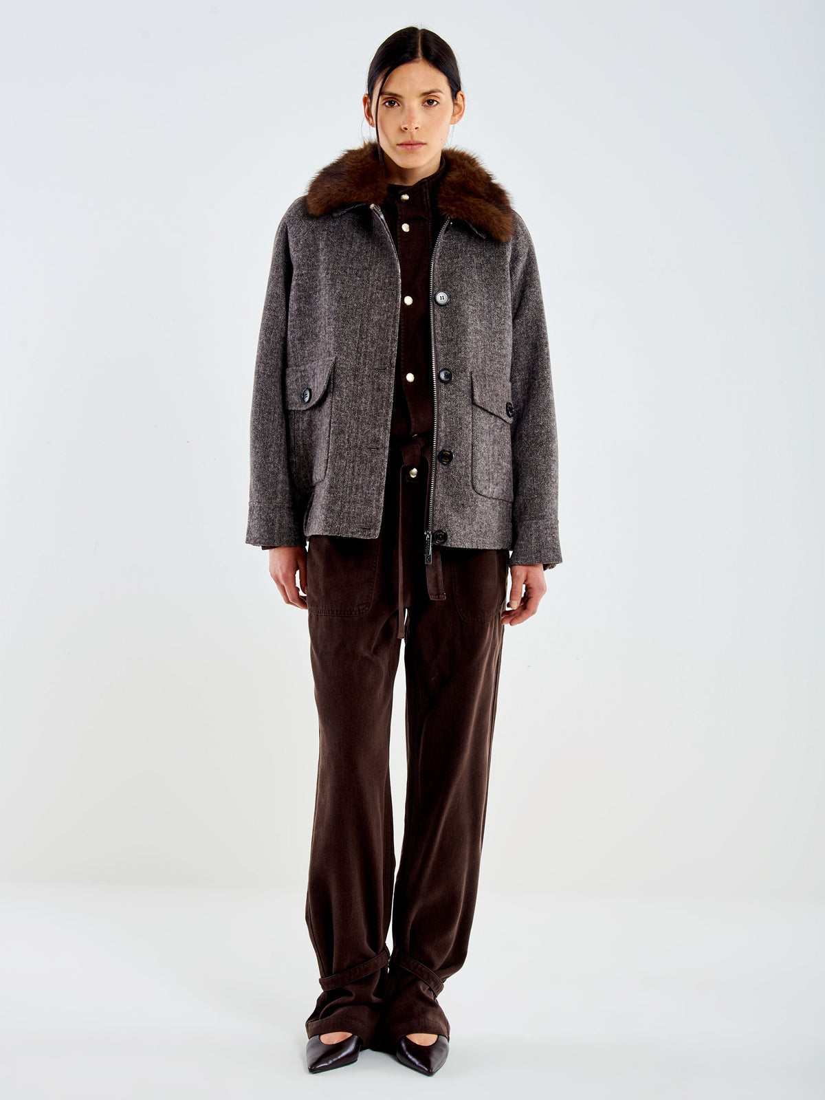 Vicolo TAC0059 - Bomber Double Collo con Pelo
