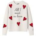 MC2 Saint Barth TESSA TESS001 - Maglia Tessa girocollo in misto lana e cashmere con patch All I Need Heart - Panna (All I Need Heart 10 Patch)