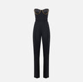 Elisabetta Franchi TU07567E2 - Tuta in gabardina con coppe gioiello