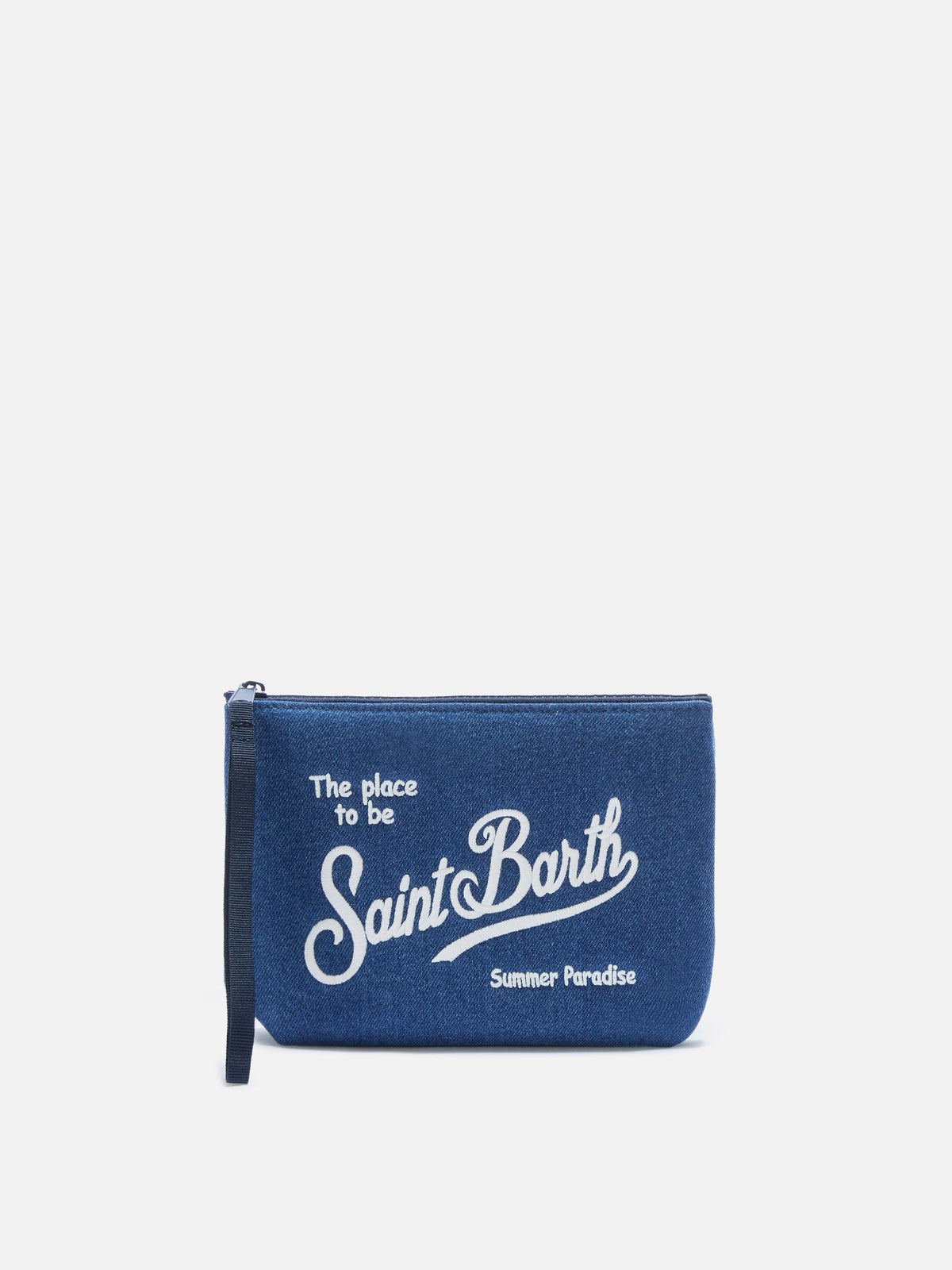 MC2 Saint Barth ALINE DENIM W ALI0031 - Pochette Aline in denim di cotone con ricamo - Blu Denim (Denim Dark Emb)