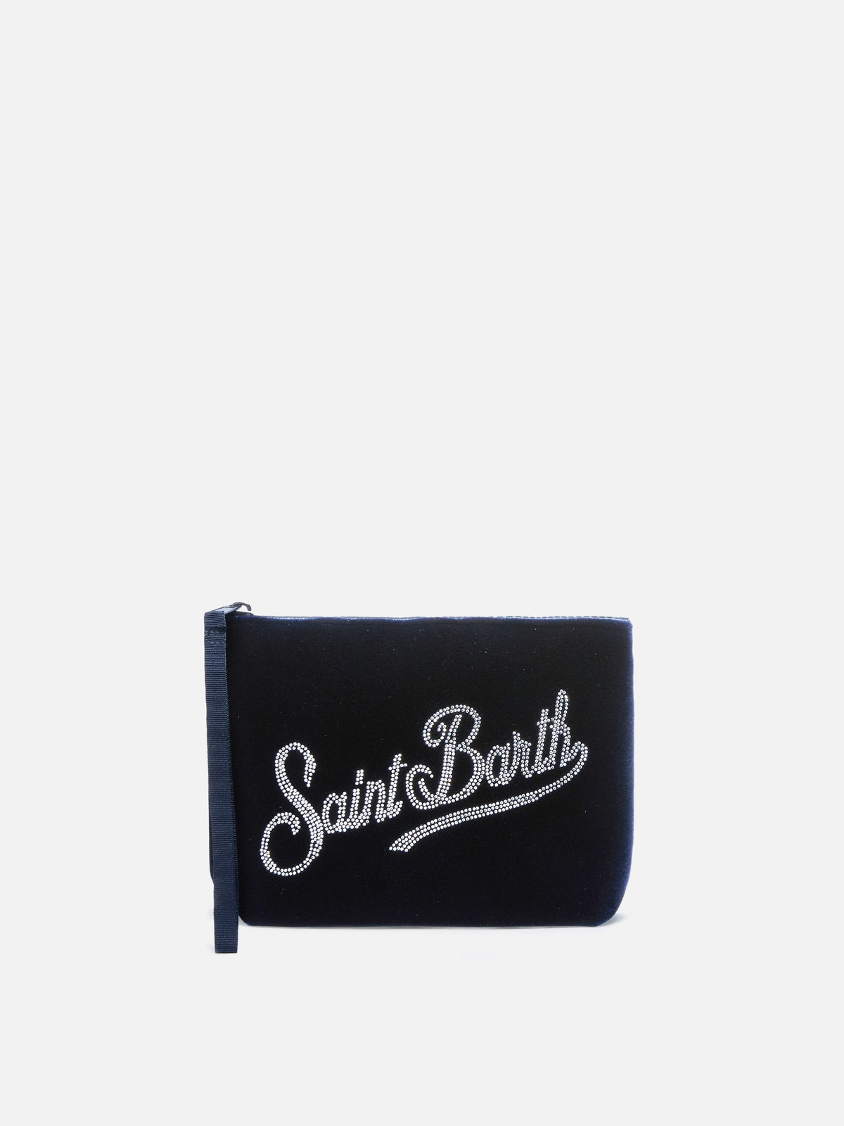 MC2 Saint Barth ALINE VELVET ALI0014 - Pochette Aline in morbido velluto con ricamo - Panna (10or Emb)