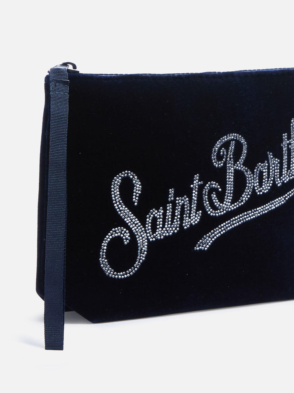 MC2 Saint Barth ALINE VELVET ALI0014 - Pochette Aline in morbido velluto con ricamo - Nero Strass (00 Strass)
