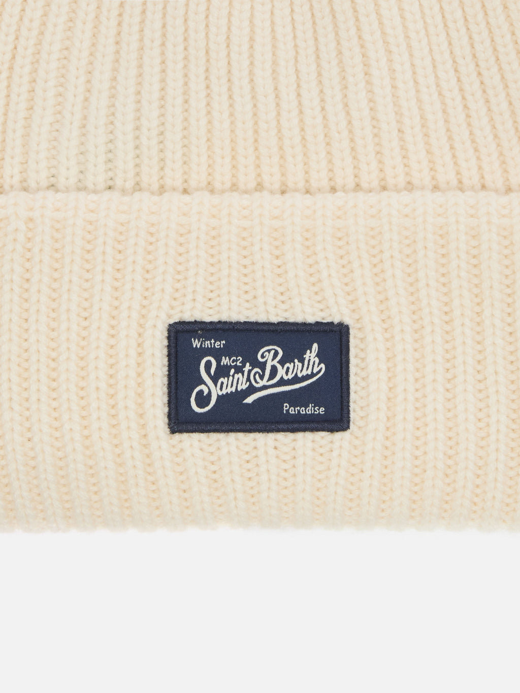 MC2 Saint Barth BERRY W BRR0003 - Berretto Berry in maglia a costine di misto lana e cashmere con patch logo - Nero (St Barth 00 Patch)