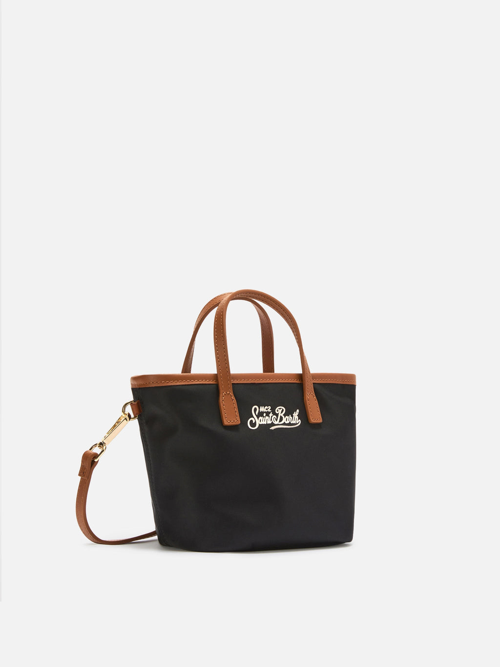 MC2 Saint Barth CITY BAG MINI NYLON CB0005 - Borsa City Bag Mini in nylon con manici e ricamo - Panna (1018 Emb)