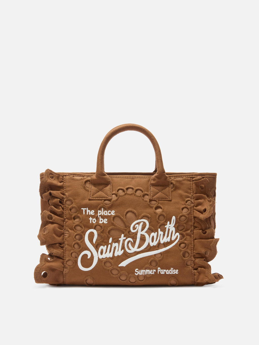 MC2 Saint Barth COLETTE CORDUROY N COL0048 - Borsa Colette in velluto a coste con ricamo - Marrone (S 18 Emb)