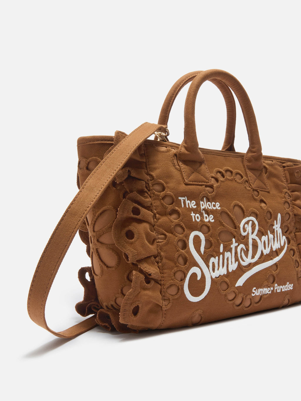 MC2 Saint Barth COLETTE CORDUROY N COL0048 - Borsa Colette in velluto a coste con ricamo - Marrone (S 18 Emb)