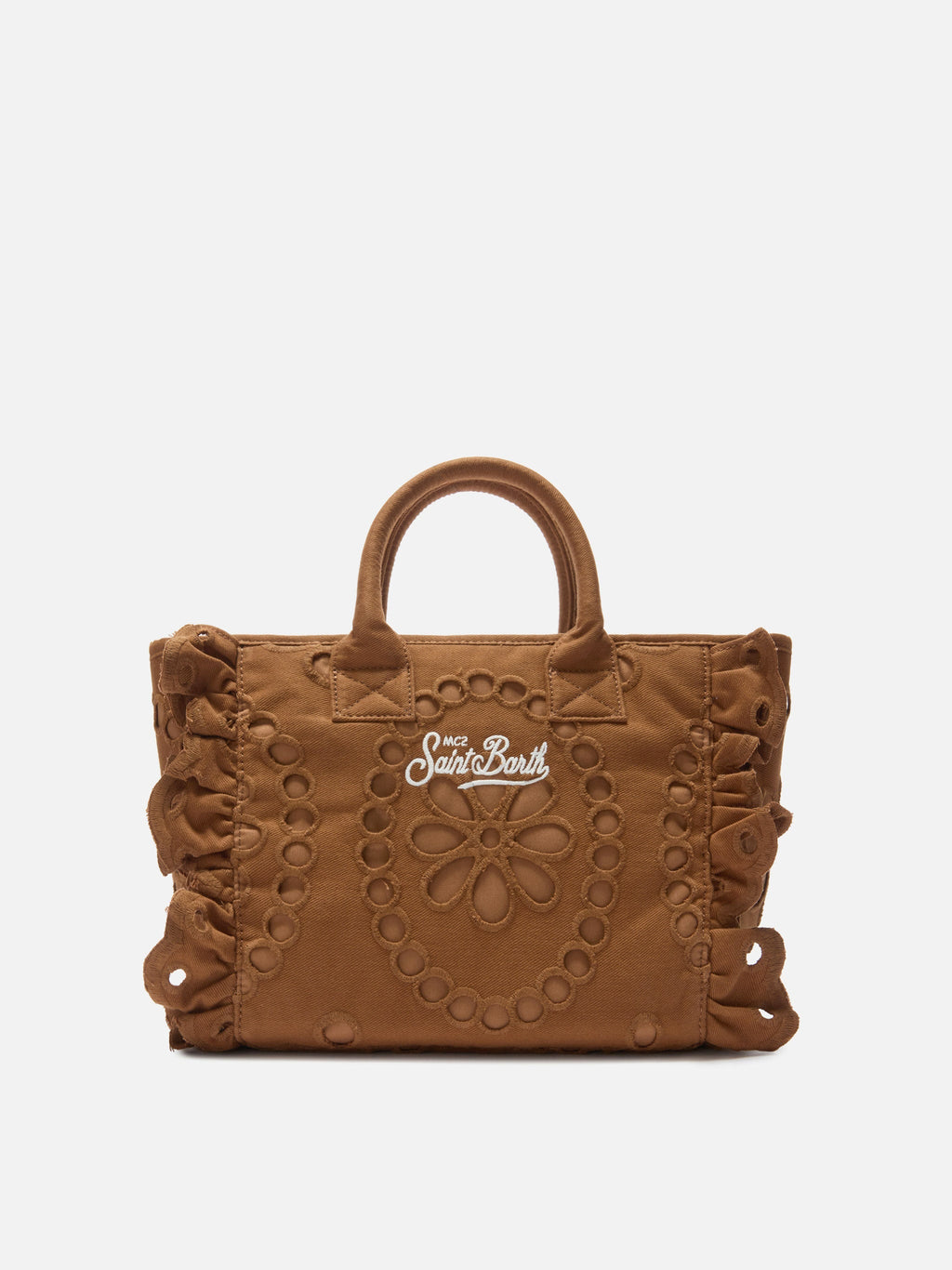 MC2 Saint Barth COLETTE CORDUROY N COL0048 - Borsa Colette in velluto a coste con ricamo - Marrone (S 18 Emb)