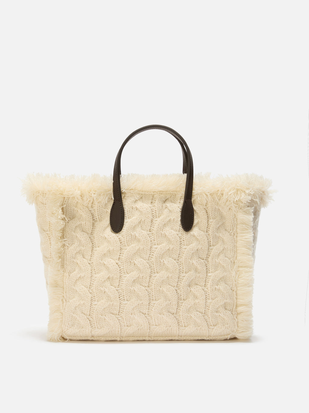 MC2 Saint Barth COLETTE WOOL BRAID N COL0047 - Borsa Colette con lavorazione a trecce e ricamo - Panna a Trecce (Cable 11 Emb)