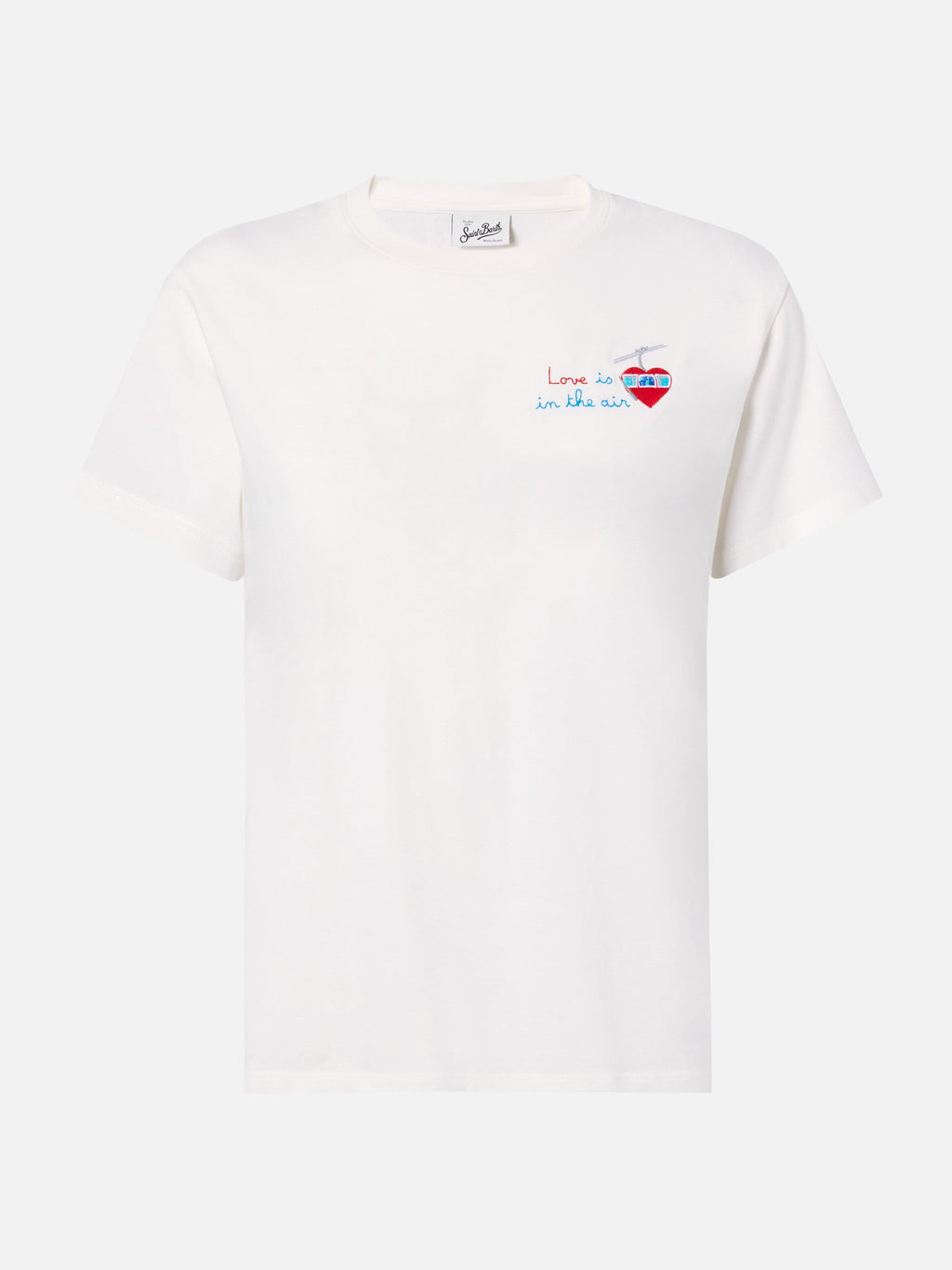 MC2 Saint Barth EMILIE W EMI0002 - T-shirt Emilie in jersey di puro cotone a maniche corte con ricamo - Panna (Dame Leo 10 Emb)
