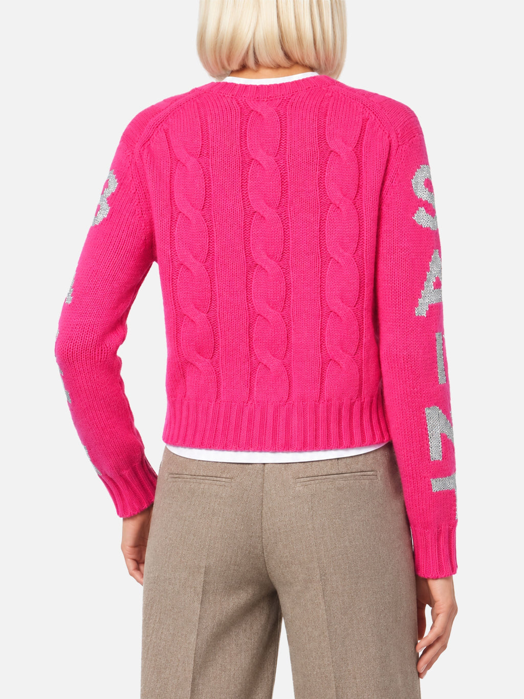MC2 Saint Barth MALMO ARAN MALM0003 - Maglia Malmo con lavorazione Aran a trecce e dettagli lurex - Panna (St Barth 10or)