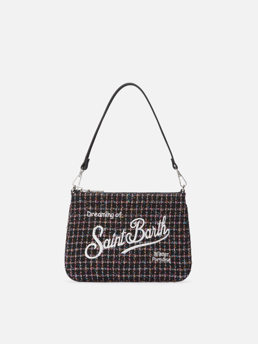 MC2 Saint Barth PARISIENNE MINI TWEED PARM004 - Borsa a mano Parisienne Mini in tessuto tweed con ricamo lurex - Azzurro Denim (36 Emb)