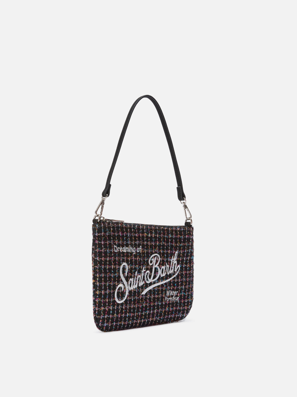 MC2 Saint Barth PARISIENNE MINI TWEED PARM004 - Borsa a mano Parisienne Mini in tessuto tweed con ricamo lurex - Azzurro Denim (36 Emb)