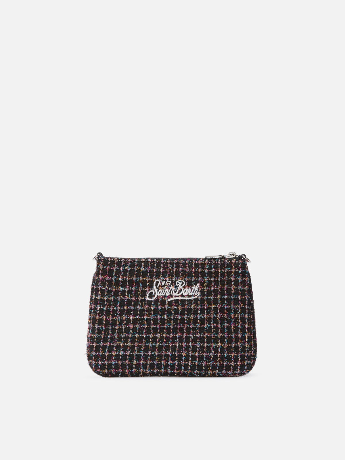 MC2 Saint Barth PARISIENNE MINI TWEED PARM004 - Borsa a mano Parisienne Mini in tessuto tweed con ricamo lurex - Azzurro Denim (36 Emb)