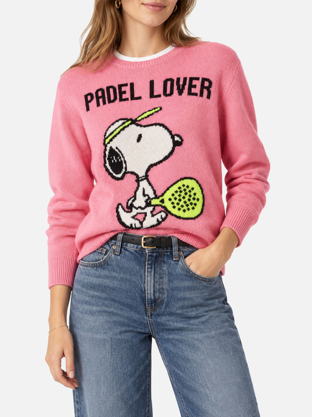 MC2 Saint Barth NEW QUEEN P QUE0014 - Maglia New Queen in misto lana e cashmere con ricamo Snoopy Falling in Love - Rosa (Snoopy Falling Love 11 Emb)