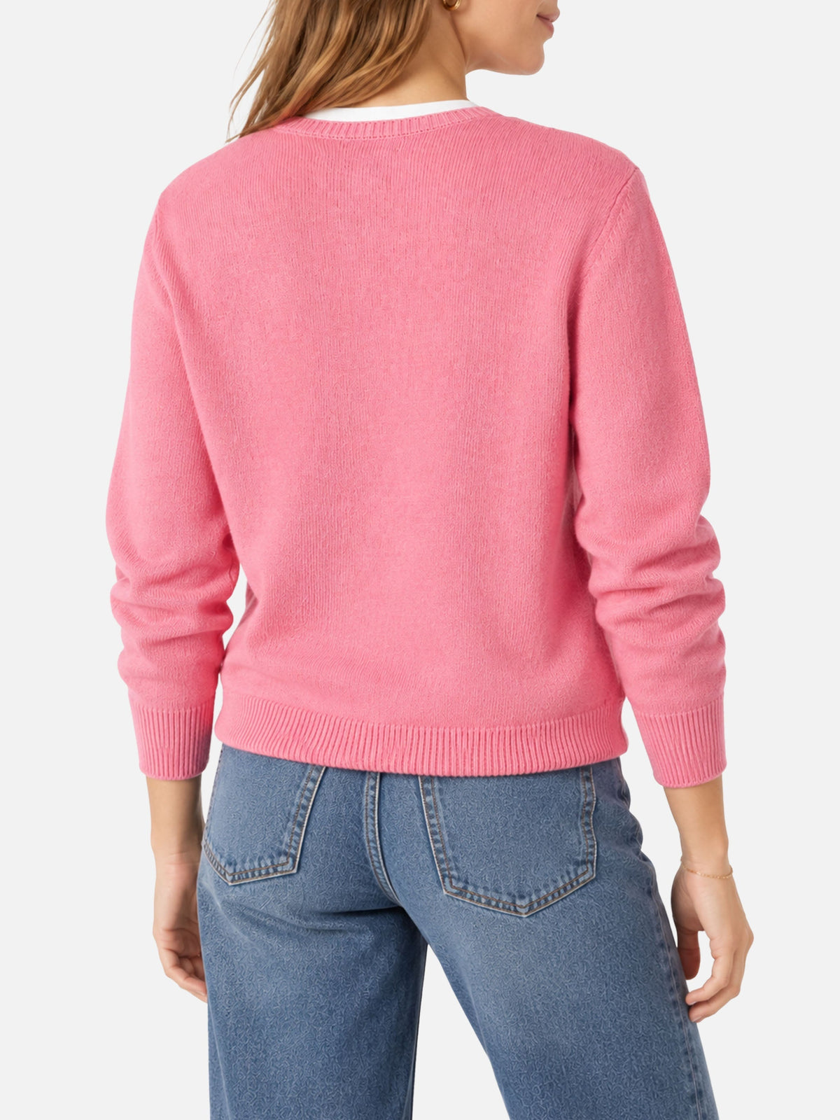MC2 Saint Barth NEW QUEEN P QUE0014 - Maglia New Queen in misto lana e cashmere con ricamo Snoopy Falling in Love - Rosa (Snoopy Falling Love 11 Emb)