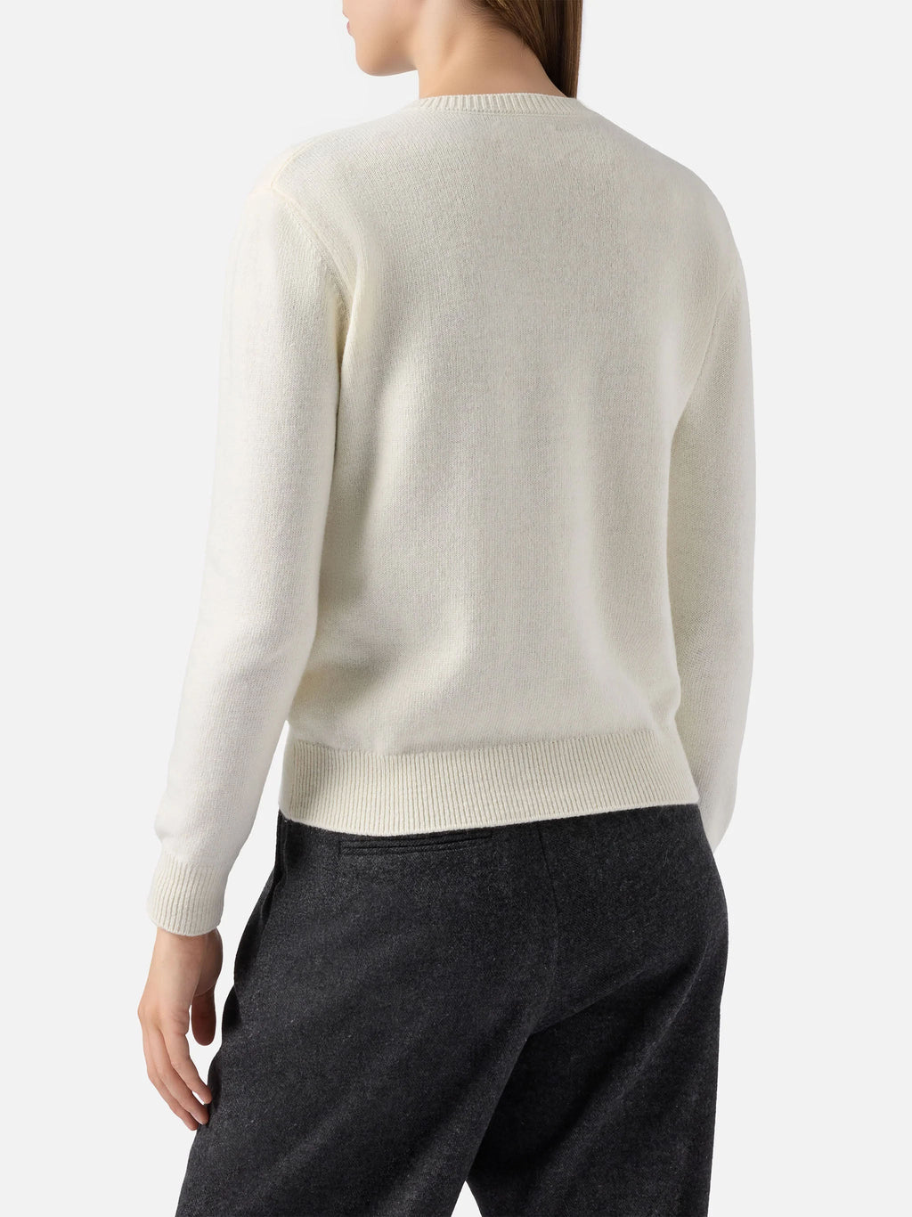MC2 Saint Barth NEW QUEEN C QUE0018 - Maglia New Queen in misto lana e cashmere con ricamo grafico - Panna (Chalet Rose Girl 21 Emb)