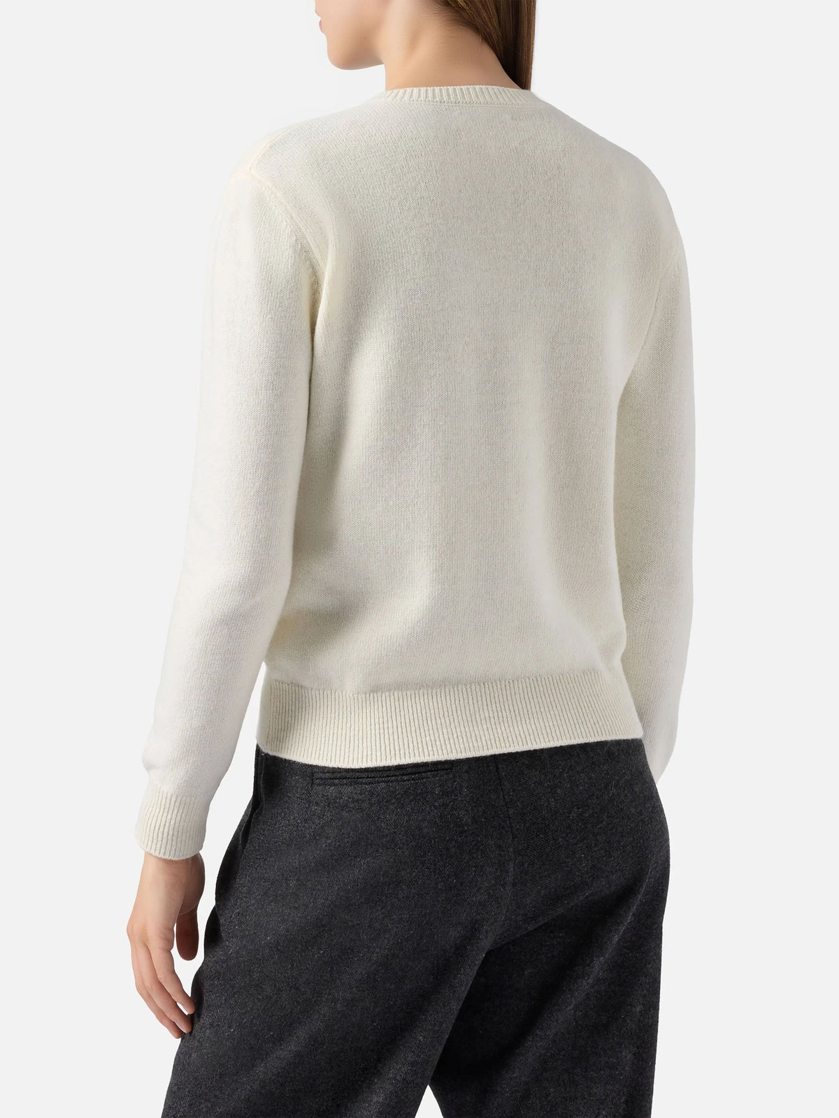 MC2 Saint Barth NEW QUEEN C QUE0018 - Maglia New Queen in misto lana e cashmere con ricamo grafico - Panna (Chalet Rose Girl 21 Emb)