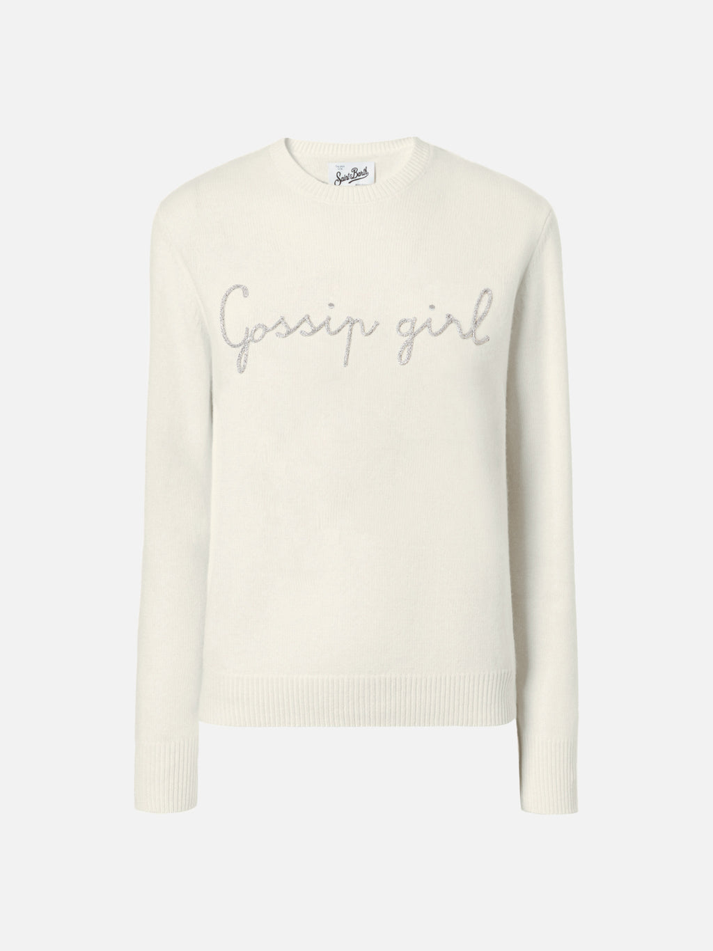 MC2 Saint Barth NEW QUEEN C QUE0018 - Maglia New Queen in misto lana e cashmere con ricamo grafico - Panna (Chalet Rose Girl 21 Emb)