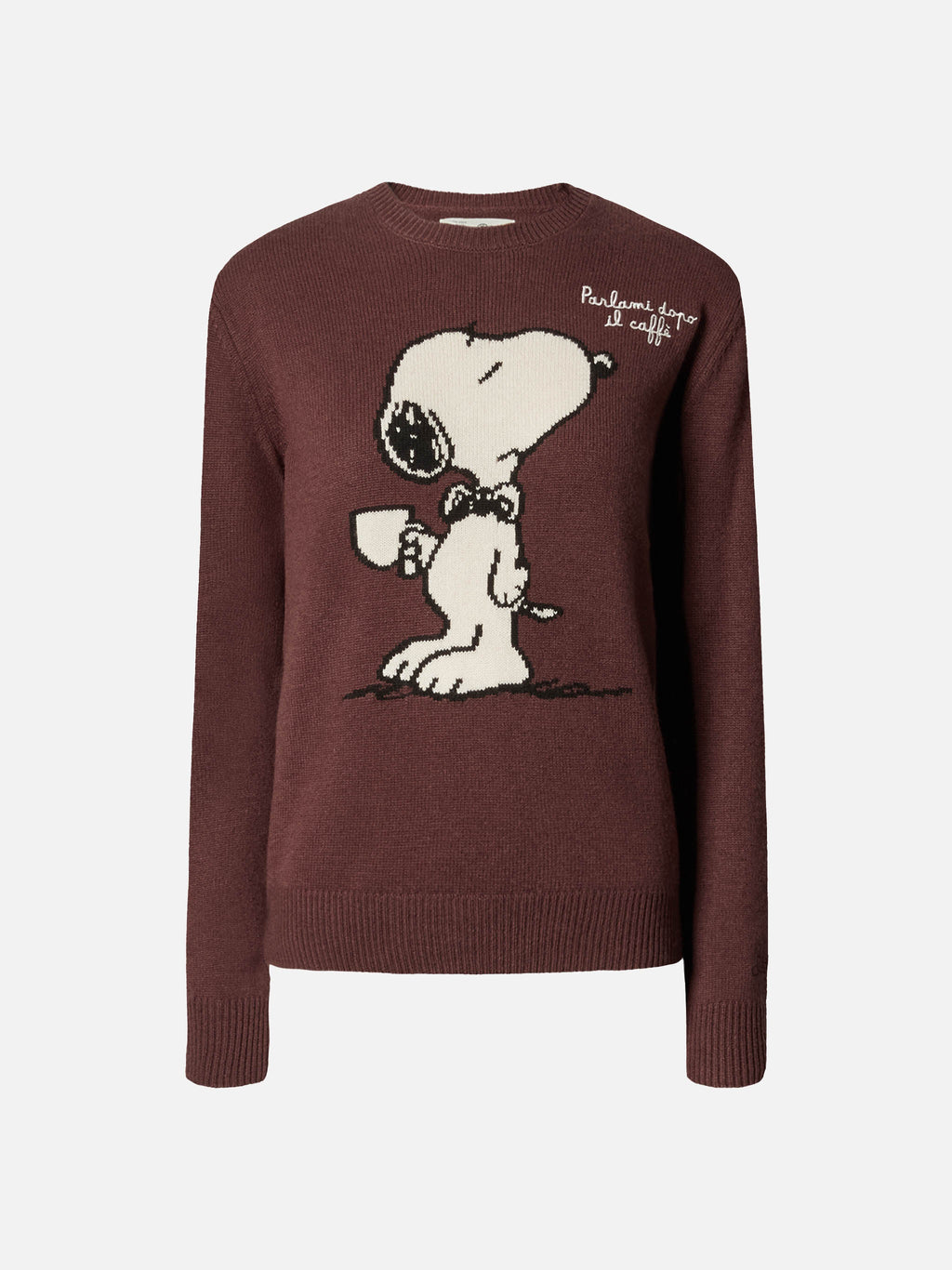 MC2 Saint Barth NEW QUEEN BRAID QUE0038 - Maglia New Queen a trecce in misto lana e cashmere con ricamo Snoopy - Nero (Snoopy Outline 10 Emb)