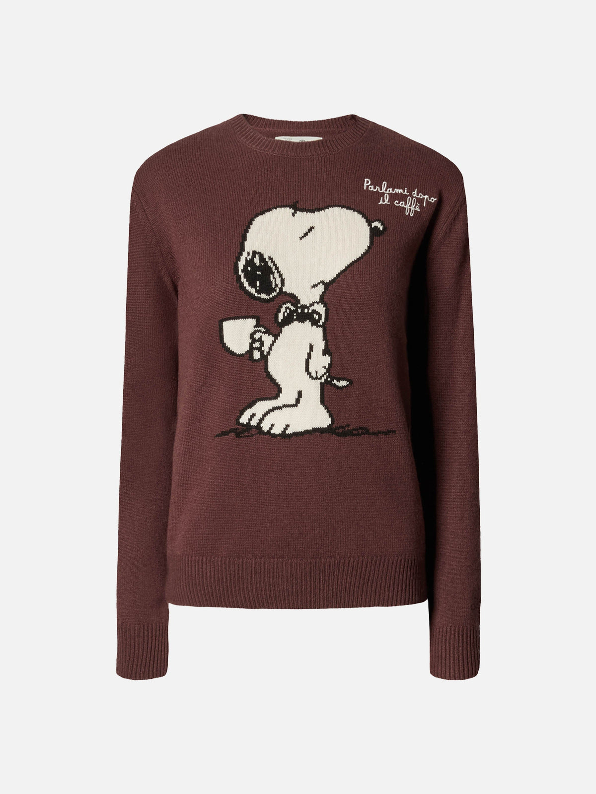 MC2 Saint Barth NEW QUEEN BRAID QUE0038 - Maglia New Queen a trecce in misto lana e cashmere con ricamo Snoopy - Nero (Snoopy Outline 10 Emb)