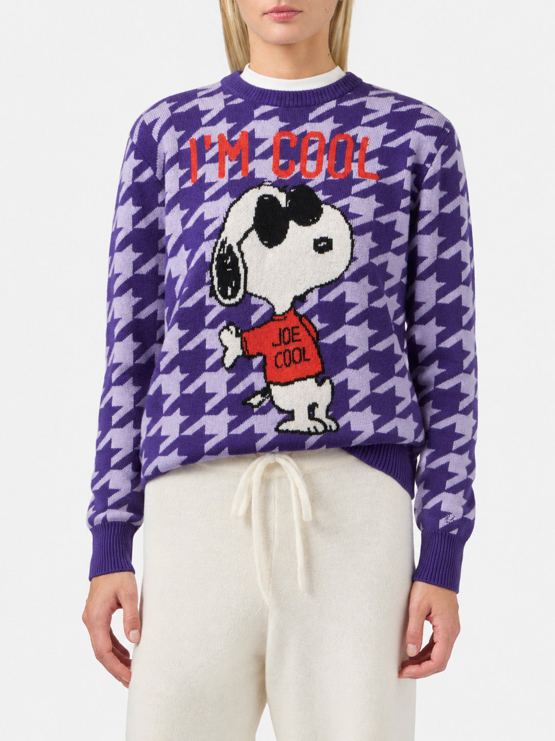 MC2 Saint Barth NEW QUEEN P QUE0014 - Maglia New Queen in misto lana e cashmere con ricamo Snoopy Falling in Love - Rosa (Snoopy Falling Love 11 Emb)