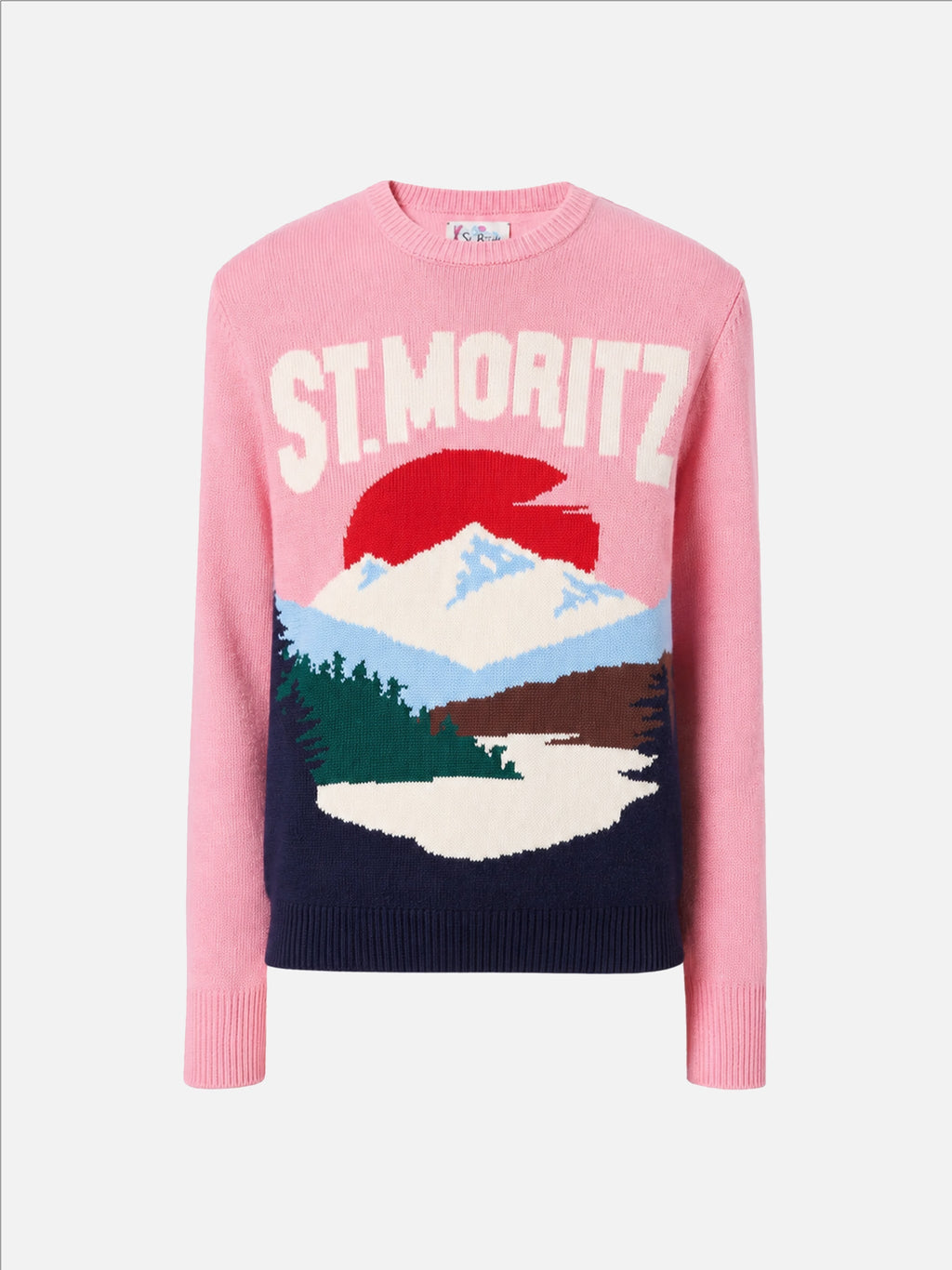 MC2 Saint Barth NEW QUEEN PRINT QUE0030 - Maglia New Queen in misto lana e cashmere con stampa Courmayeur - Panna (Outline Courma 11 Emb)